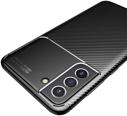 Samsung Galaxy S21 FE Hoesje Siliconen Carbon TPU Back Cover Zwart afbeelding 10