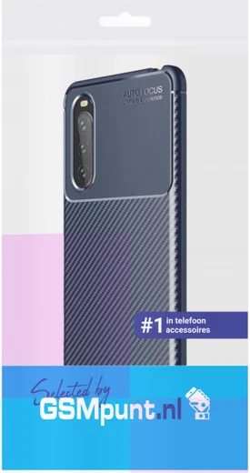 Sony Xperia 10 III Hoesje Siliconen Carbon TPU Back Cover Blauw afbeelding 2