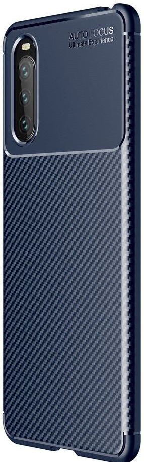 Sony Xperia 10 III Hoesje Siliconen Carbon TPU Back Cover Blauw afbeelding 1