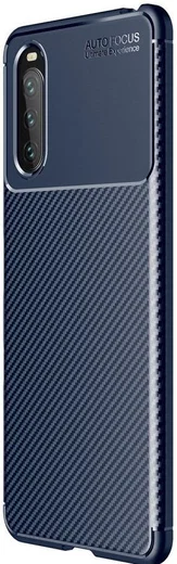 Sony Xperia 10 III Hoesje Siliconen Carbon TPU Back Cover Blauw afbeelding 1