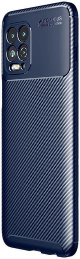 Motorola Moto G100 Hoesje Siliconen Carbon TPU Back Cover Blauw afbeelding 1