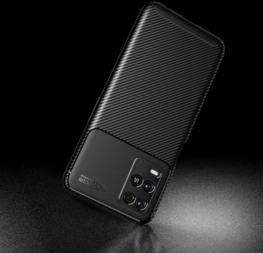 Oppo A54 5G Siliconen Carbon Shock Proof Hoesje Back Cover Zwart afbeelding 11