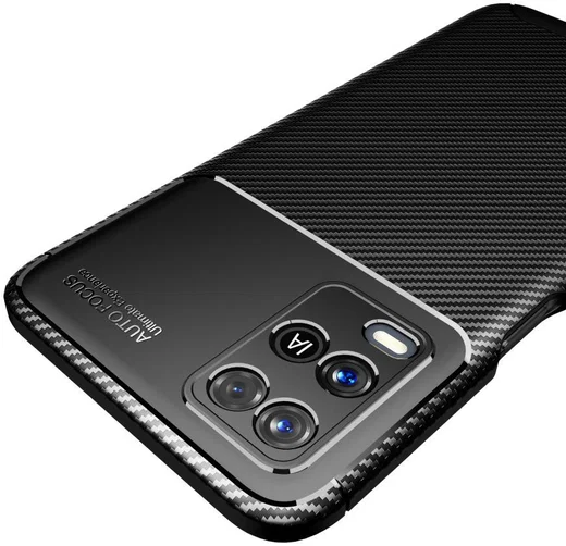 Oppo A54 5G Siliconen Carbon Shock Proof Hoesje Back Cover Zwart afbeelding 9