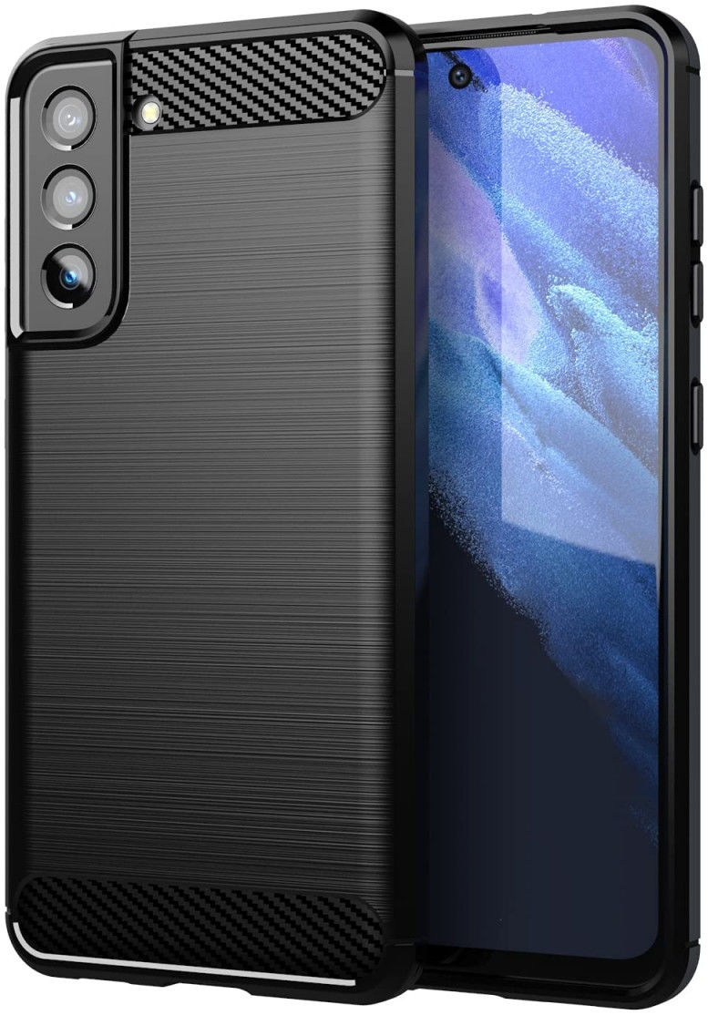 Samsung Galaxy S21 FE Hoesje Geborsteld TPU Flexibele Back Cover Zwart afbeelding 1