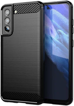 Samsung Galaxy S21 FE Hoesje Geborsteld TPU Flexibele Back Cover Zwart