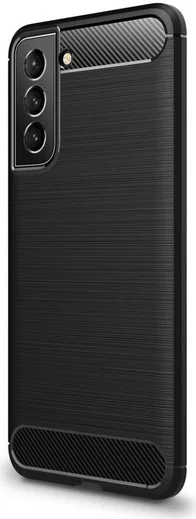 Samsung Galaxy S21 FE Hoesje Geborsteld TPU Flexibele Back Cover Zwart afbeelding 4