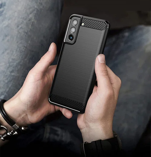 Samsung Galaxy S21 FE Hoesje Geborsteld TPU Flexibele Back Cover Zwart afbeelding 7