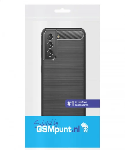 Samsung Galaxy S21 FE Hoesje Geborsteld TPU Flexibele Back Cover Zwart afbeelding 2