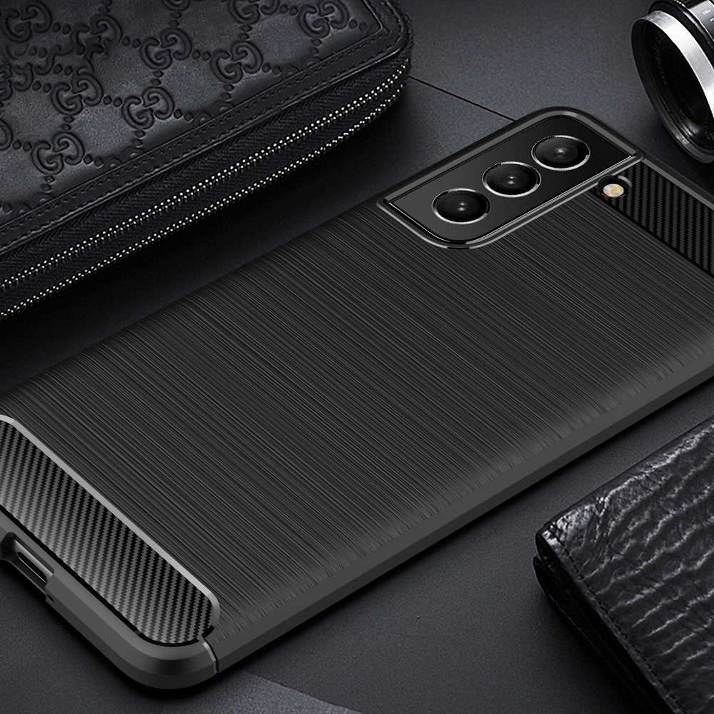 Samsung Galaxy S21 FE Hoesje Geborsteld TPU Flexibele Back Cover Zwart afbeelding 6
