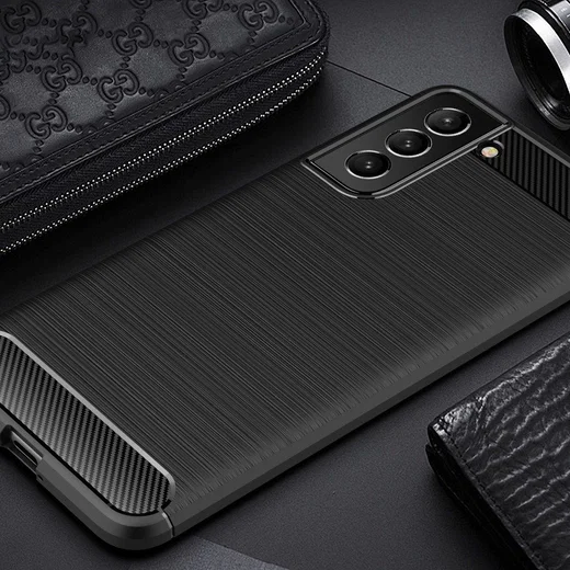 Samsung Galaxy S21 FE Hoesje Geborsteld TPU Flexibele Back Cover Zwart afbeelding 6