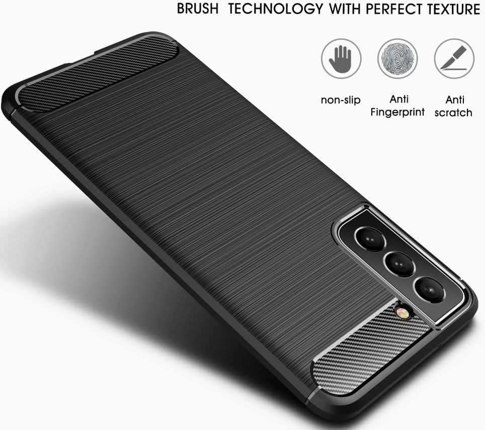 Samsung Galaxy S21 FE Hoesje Geborsteld TPU Flexibele Back Cover Zwart afbeelding 10