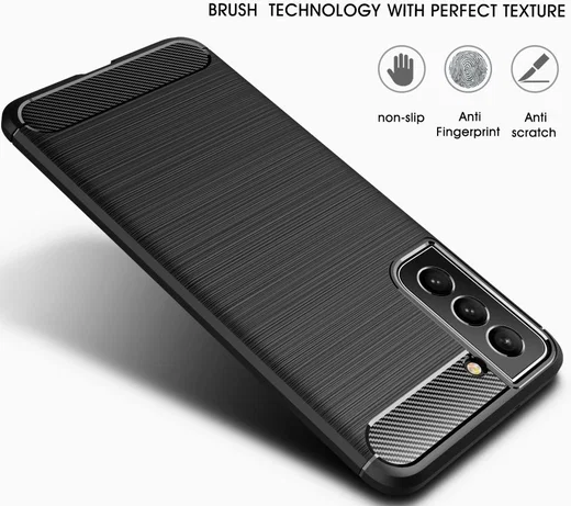 Samsung Galaxy S21 FE Hoesje Geborsteld TPU Flexibele Back Cover Zwart afbeelding 10