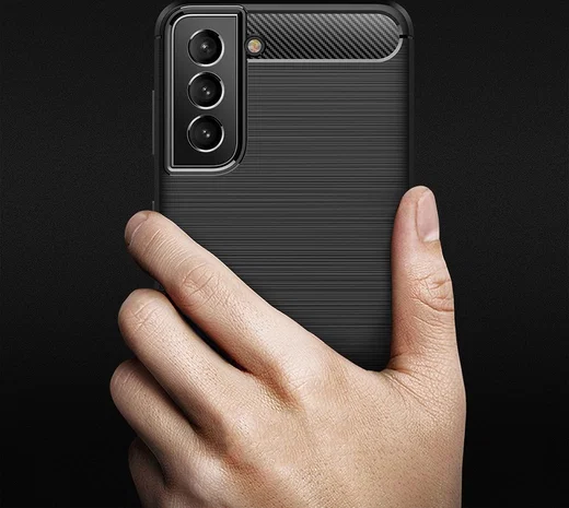 Samsung Galaxy S21 FE Hoesje Geborsteld TPU Flexibele Back Cover Zwart afbeelding 15