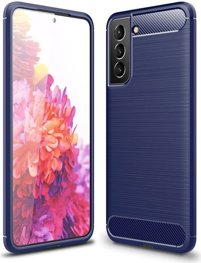 Samsung Galaxy S21 FE Hoesje Geborsteld TPU Flexibele Back Cover Blauw afbeelding 8