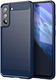 Samsung Galaxy S21 FE Hoesje Geborsteld TPU Flexibele Back Cover Blauw afbeelding 1