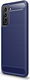 Samsung Galaxy S21 FE Hoesje Geborsteld TPU Flexibele Back Cover Blauw afbeelding 4