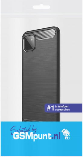 Samsung Galaxy A22 5G Hoesje Geborsteld TPU Flexibele Back Cover Zwart afbeelding 3