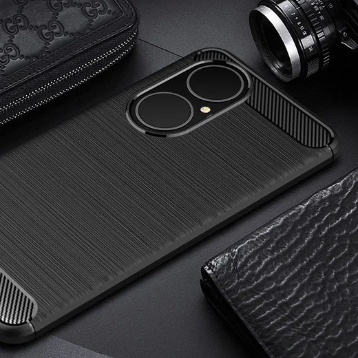 Huawei P50 Hoesje Geborsteld TPU Flexibele Back Cover Zwart afbeelding 12