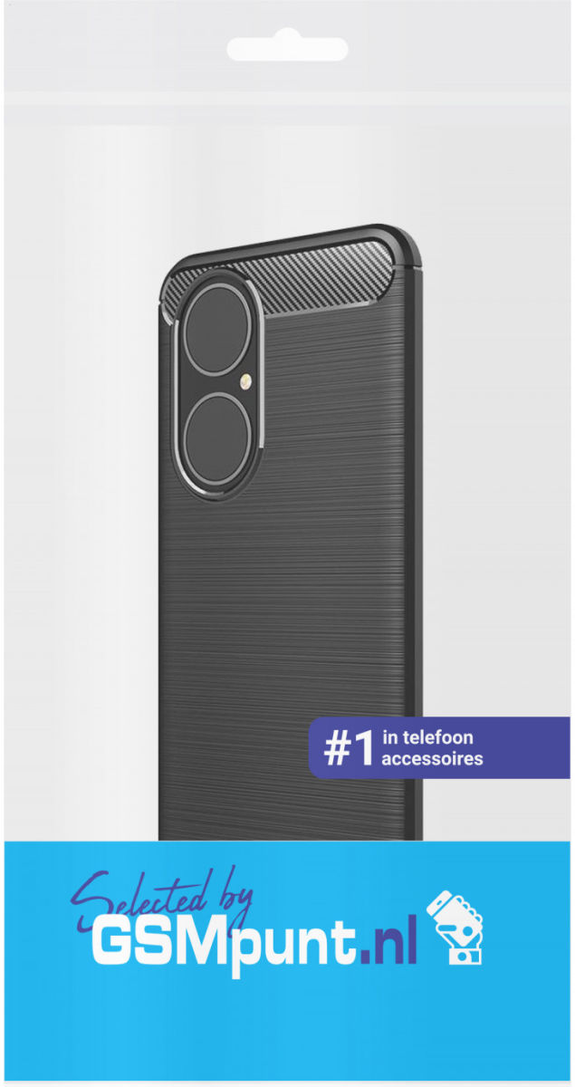 Huawei P50 Hoesje Geborsteld TPU Flexibele Back Cover Zwart afbeelding 2