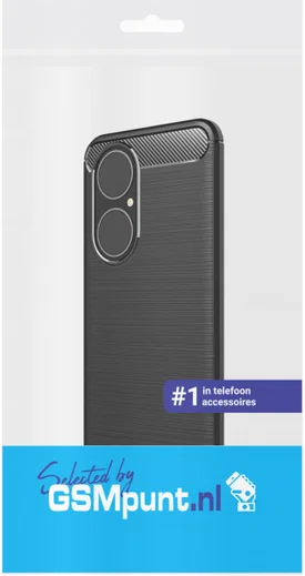 Huawei P50 Hoesje Geborsteld TPU Flexibele Back Cover Zwart afbeelding 2