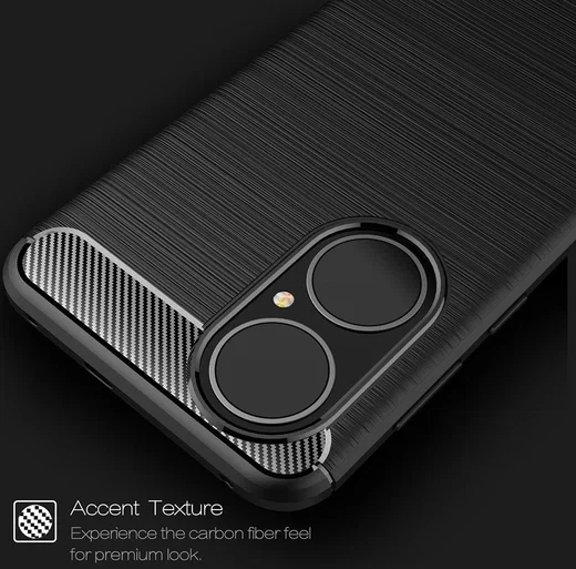 Huawei P50 Hoesje Geborsteld TPU Flexibele Back Cover Zwart afbeelding 8
