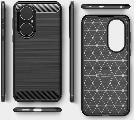 Huawei P50 Hoesje Geborsteld TPU Flexibele Back Cover Zwart afbeelding 11