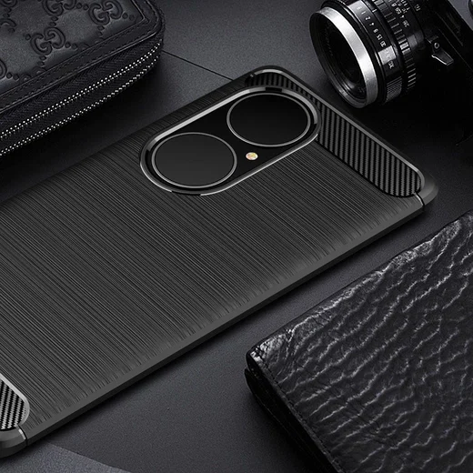 Huawei P50 Pro Hoesje Geborsteld TPU Flexibele Back Cover Zwart afbeelding 5