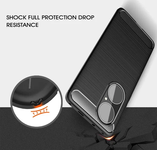 Huawei P50 Pro Hoesje Geborsteld TPU Flexibele Back Cover Zwart afbeelding 9
