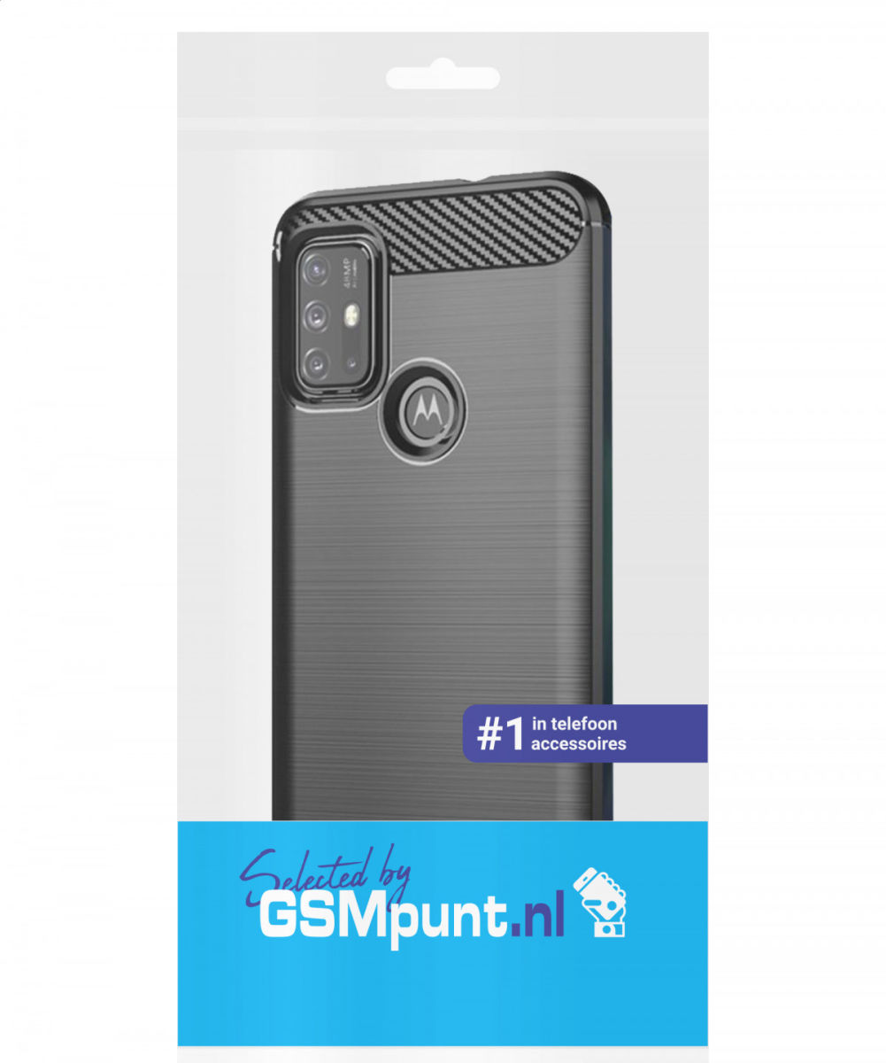Motorola Moto G10 / G20 / G30 Hoesje Geborsteld TPU Back Cover Zwart afbeelding 2