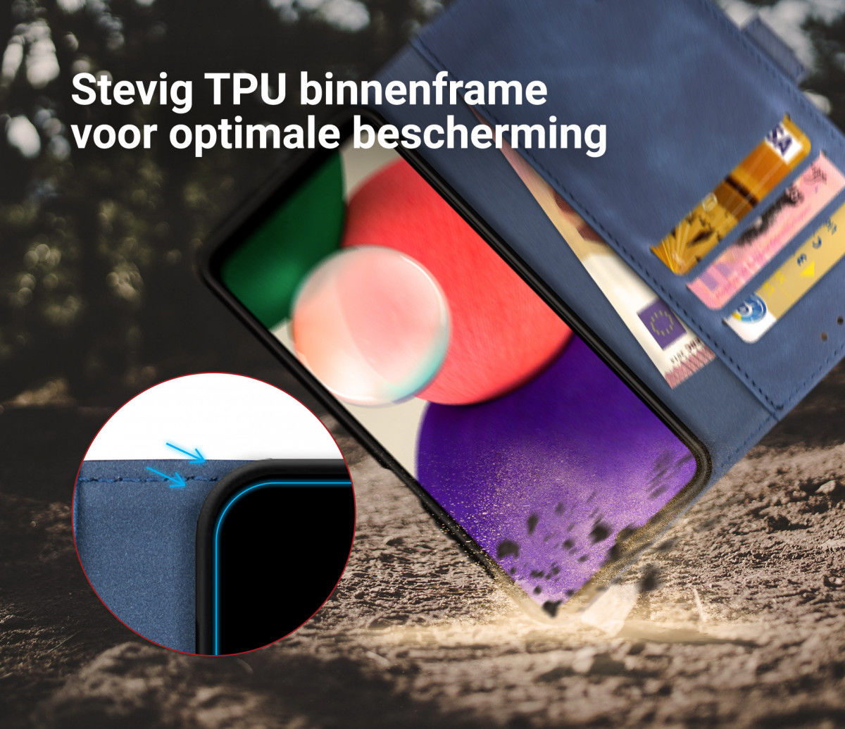 Rosso Element Samsung Galaxy A22 5G Hoesje Book Cover Blauw afbeelding 9