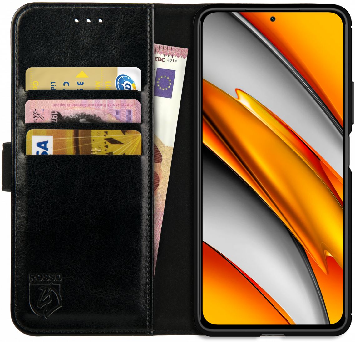 Rosso Element Xiaomi Poco F3 / Mi 11i Hoesje Book Cover Wallet Zwart afbeelding 1