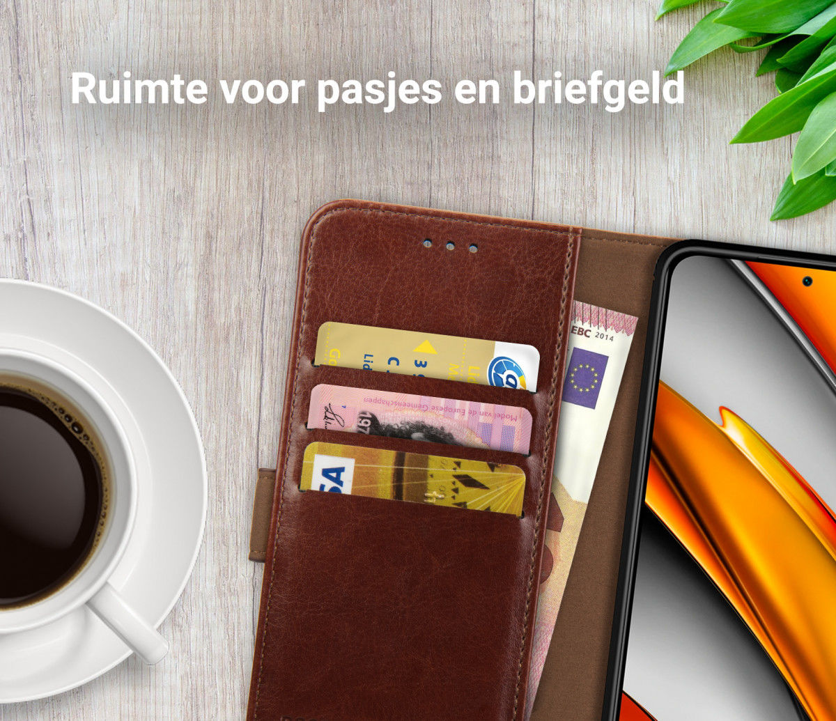 Rosso Element Xiaomi Poco F3 / Mi 11i Hoesje Book Cover Wallet Bruin afbeelding 6