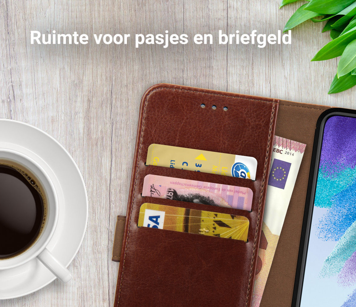 Rosso Element Samsung Galaxy S21 FE Hoesje Book Cover Bruin afbeelding 4