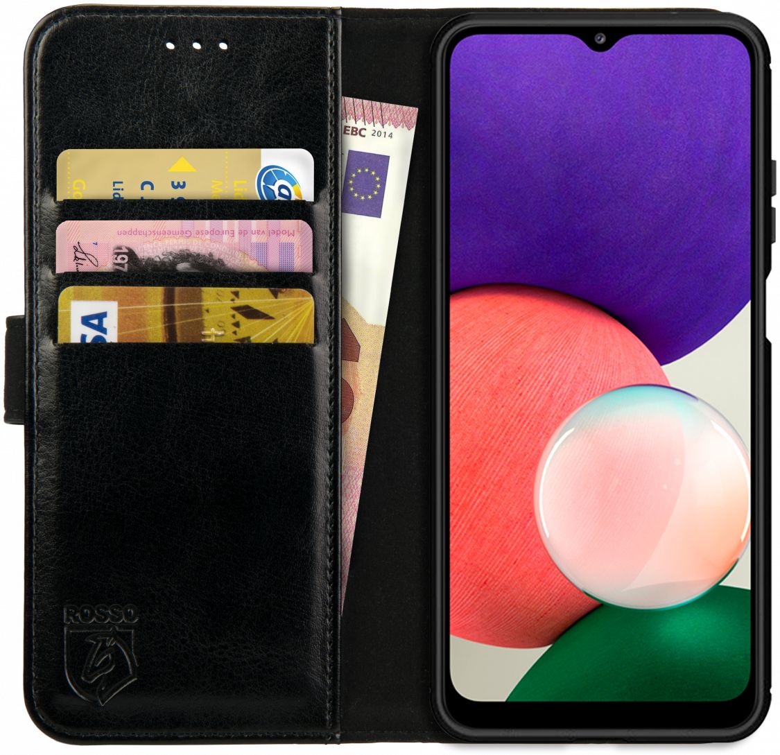 Rosso Element Samsung Galaxy A22 5G Hoesje Book Cover Zwart afbeelding 1