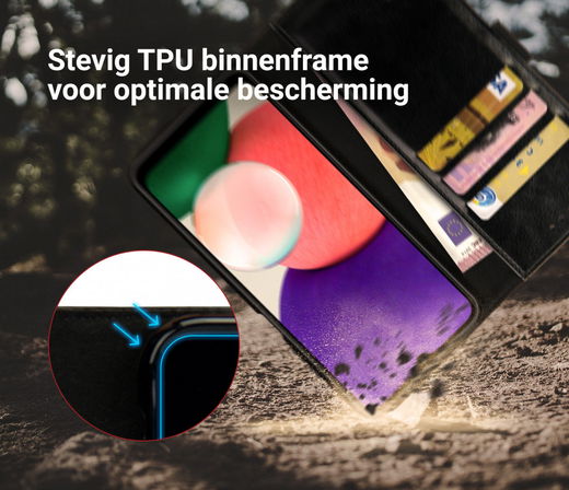 Rosso Element Samsung Galaxy A22 5G Hoesje Book Cover Zwart afbeelding 3