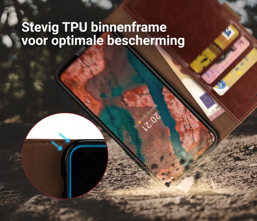 Rosso Element Nokia X10/X20 Hoesje Book Cover Wallet Bruin afbeelding 3