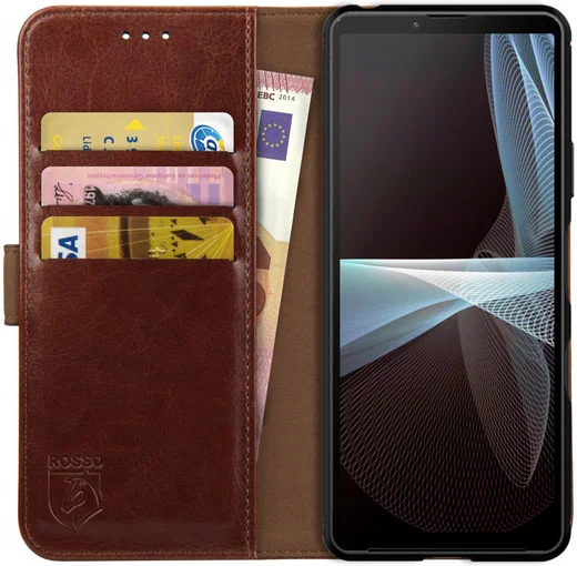 Rosso Element Sony Xperia 10 III Hoesje Book Cover Wallet Case Bruin afbeelding 1