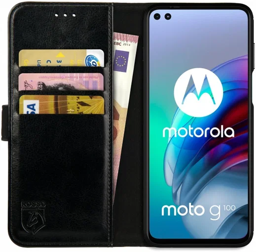 Rosso Element Motorola Moto G100 Hoesje Book Cover Zwart afbeelding 1