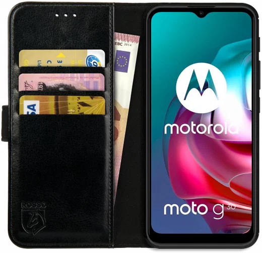 Rosso Element Motorola Moto G10/G20/G30 Hoesje Book Cover Wallet Zwart afbeelding 1