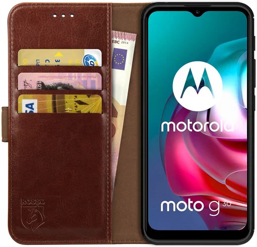 Rosso Element Motorola Moto G10/G20/G30 Hoesje Book Cover Wallet Bruin afbeelding 1