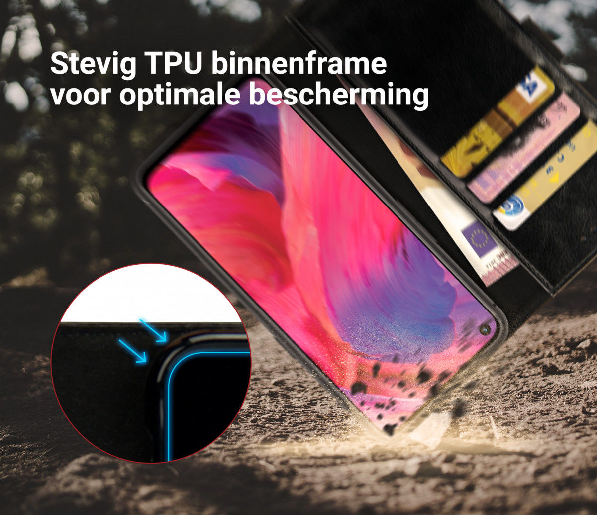 Rosso Element Oppo A74 5G Hoesje Book Cover Wallet Zwart afbeelding 3