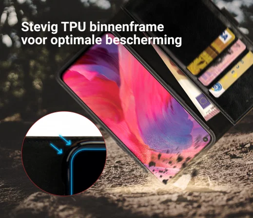 Rosso Element Oppo A74 5G Hoesje Book Cover Wallet Zwart afbeelding 3