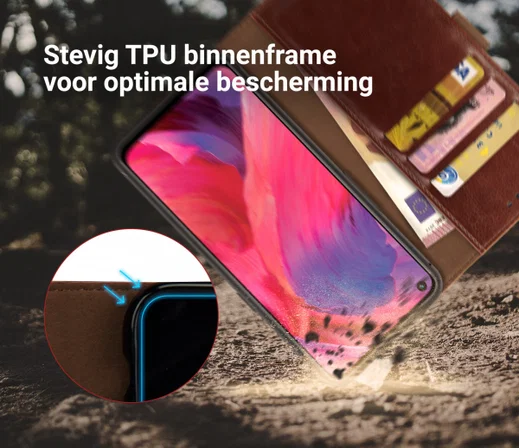 Rosso Element Oppo A74 5G Hoesje Book Cover Wallet Bruin afbeelding 3