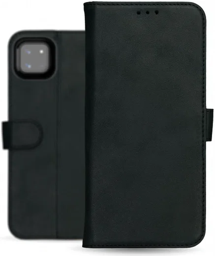 Rosso Deluxe Samsung Galaxy A22 5G Hoesje Echt Leer Book Case Zwart afbeelding 11