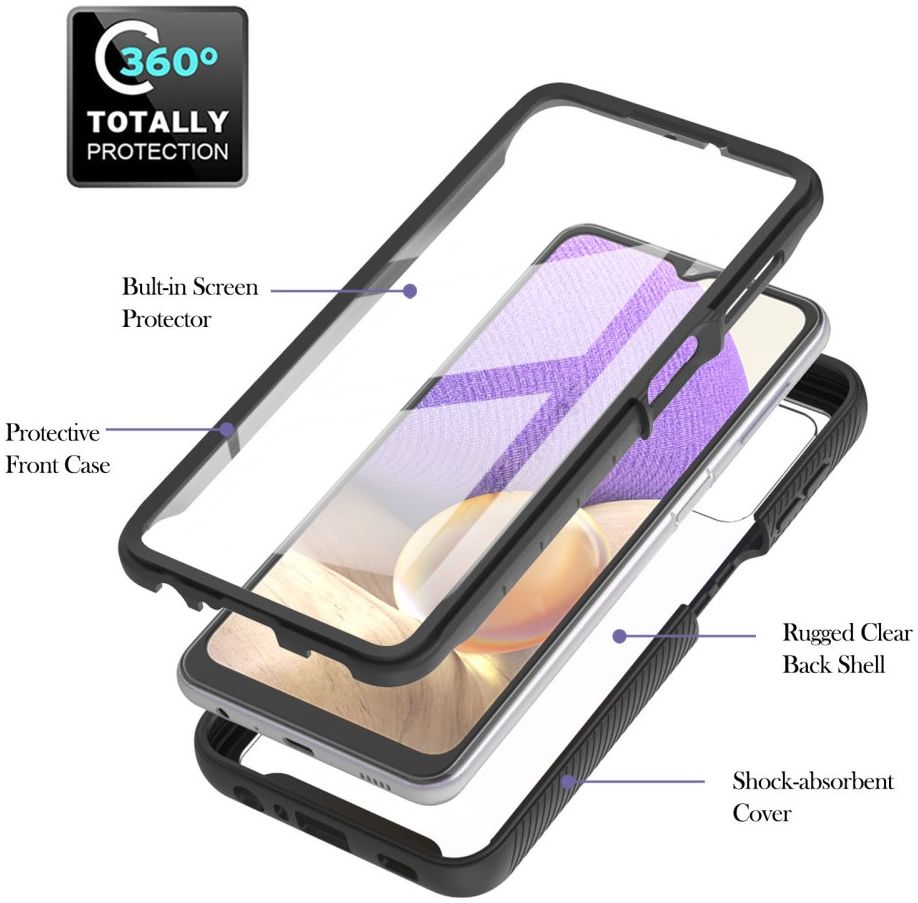 Samsung Galaxy A32 5G Hoesje Full Protect 360° Cover Hybride Zwart afbeelding 8