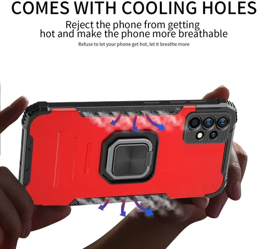 Samsung Galaxy A32 4G Hoesje met Metalen Magnetische Kickstand Zwart afbeelding 7