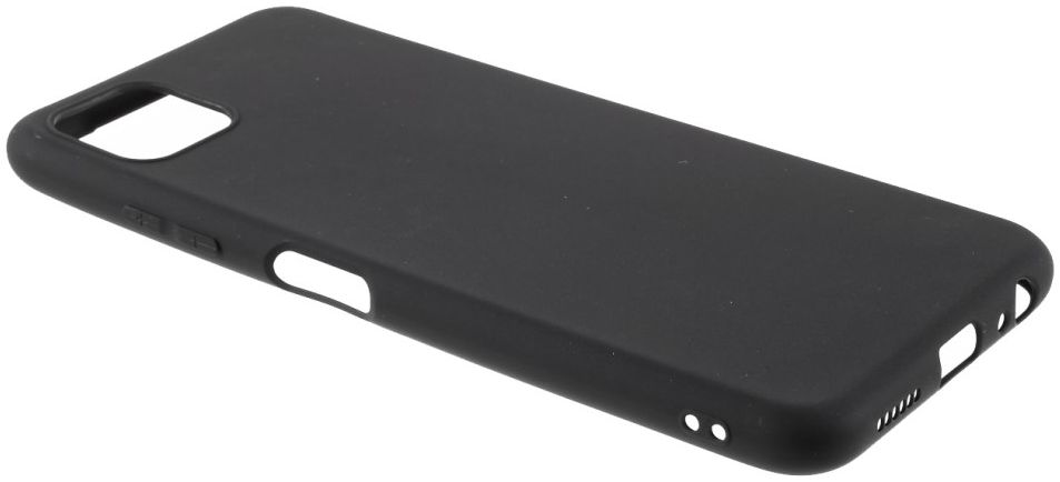 Samsung Galaxy A22 5G Hoesje Dun TPU Matte Back Cover Zwart afbeelding 4