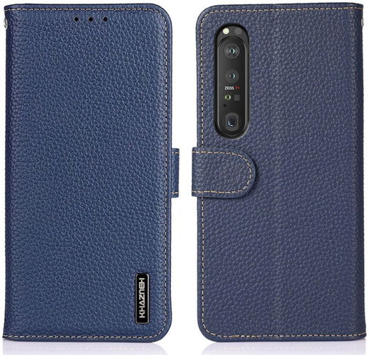KHAZNEH Sony Xperia 1 III Hoesje Wallet Book Case Echt Leer Blauw afbeelding 7