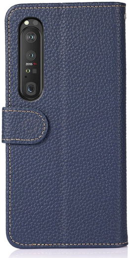 KHAZNEH Sony Xperia 1 III Hoesje Wallet Book Case Echt Leer Blauw afbeelding 3