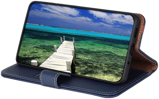 KHAZNEH Sony Xperia 1 III Hoesje Wallet Book Case Echt Leer Blauw afbeelding 4